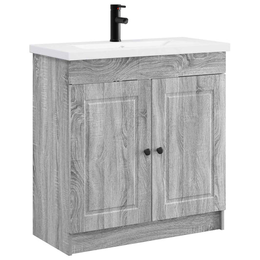 vidaXL Bathroom Furniture Set Grey Sonoma 78.5 x 37.5 x 81 cm 2