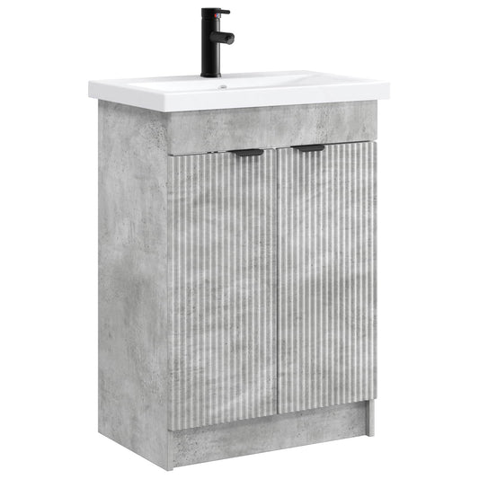 vidaXL Bathroom Furniture Set Concrete Grey 78.5 x 37.5 x 81 cm 2