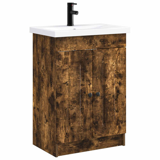 vidaXL Bathroom Furniture Set Smoked Oak 78.5 x 37.5 x 81 cm 2