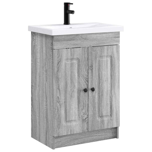 vidaXL Bathroom Furniture Set Grey Sonoma 78.5 x 37.5 x 81 cm 2