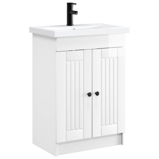 vidaXL Bathroom Furniture Set High Gloss White 78.5 x 37.5 x 81 cm 2
