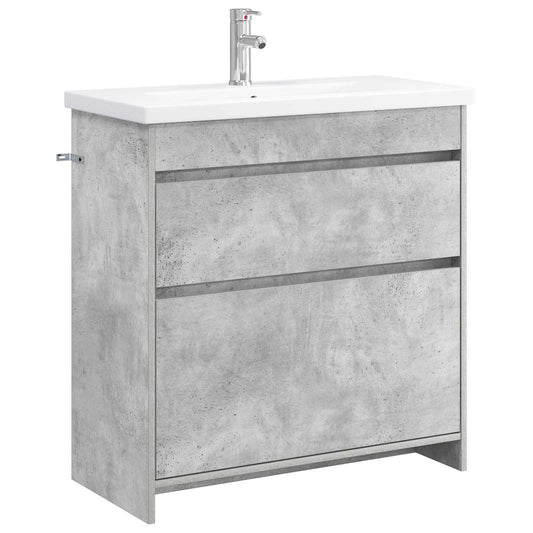 vidaXL Bathroom Furniture Set Concrete Grey 81 x 40 x 84.5 cm 2