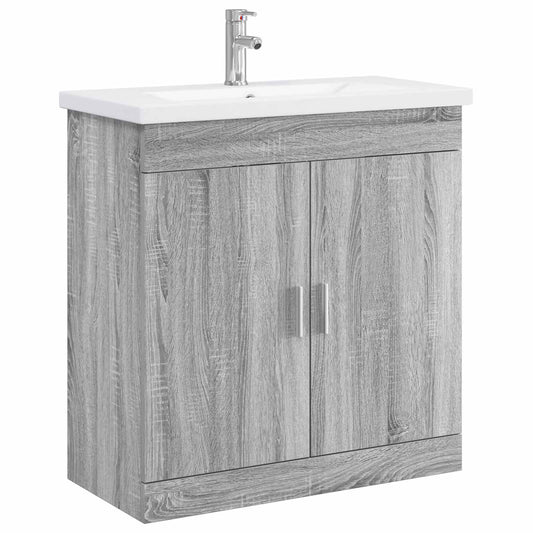 vidaXL Bathroom Furniture Set Grey Sonoma 81 x 40 x 84.5 cm 2