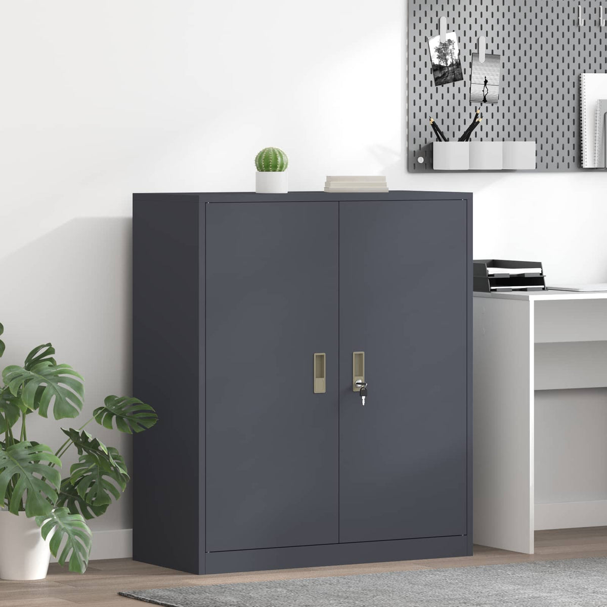 vidaXL Storage Cabinet Steel Width 90 cm Anthracite