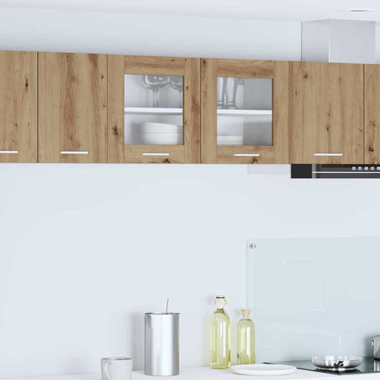 Hanging Cabinet 2 pcs 40 x 31 x 40 cm Artisan Oak 1x hanging glass cabinet (2 doors) 80 cm wide 40 cm high