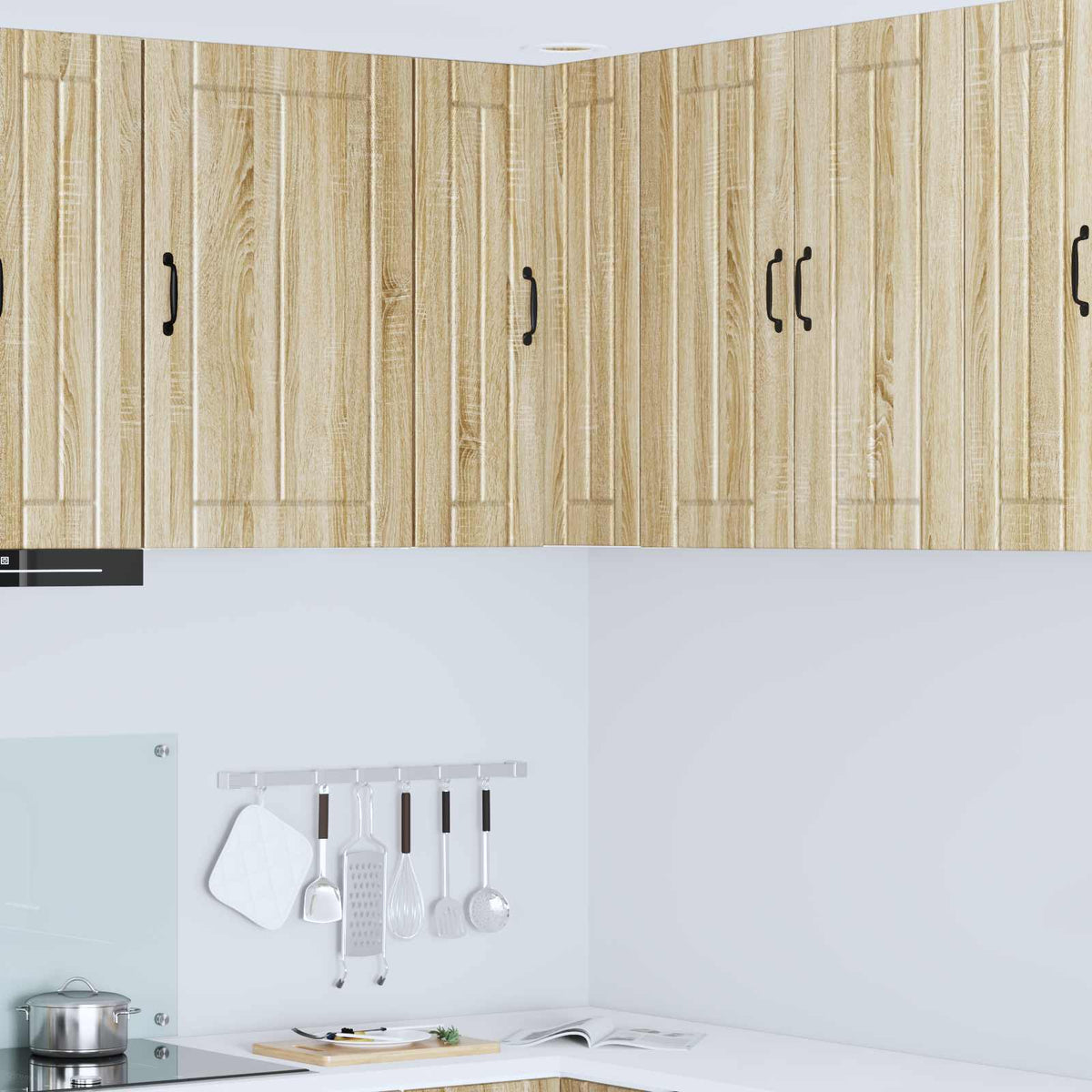 Kitchen Wall Cabinet "Lucca" Engineered Wood Sonoma Oak 1x wall corner cabinet 57 cm wide 80 cm high