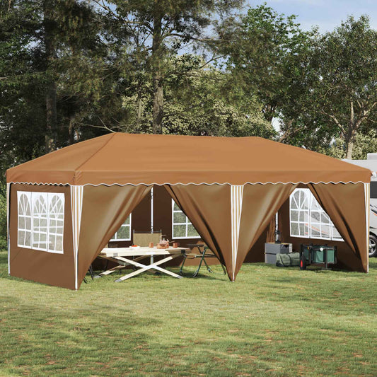 Pop-up Party Tent 575 x 288 x 245 cm with 6 Sidewalls Beige