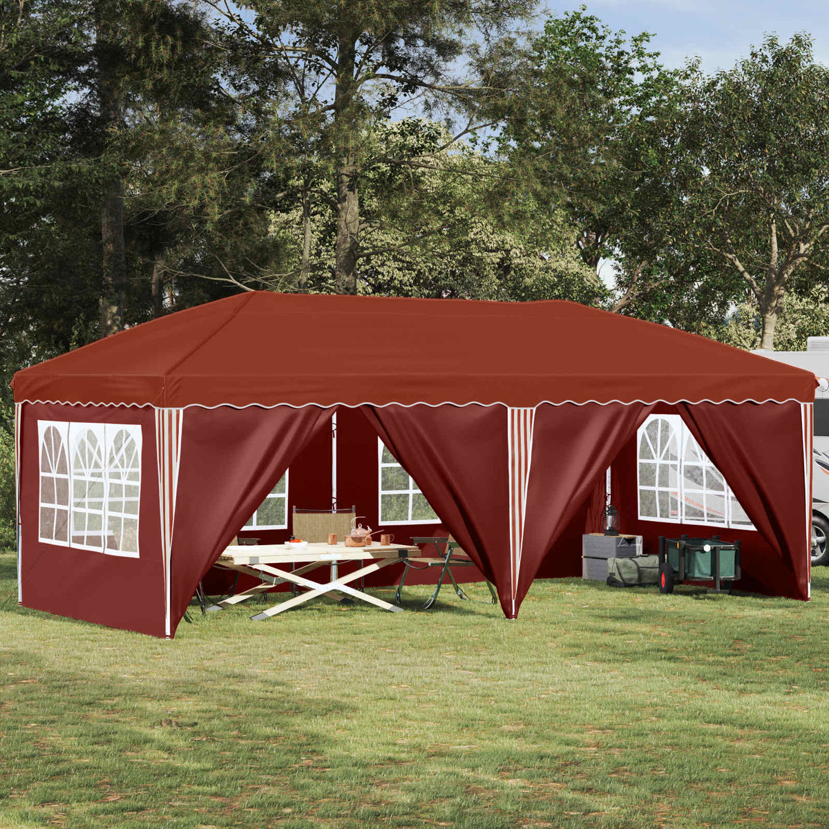 Pop-up Party Tent 575 x 288 x 245 cm with 6 Sidewalls Terracotta