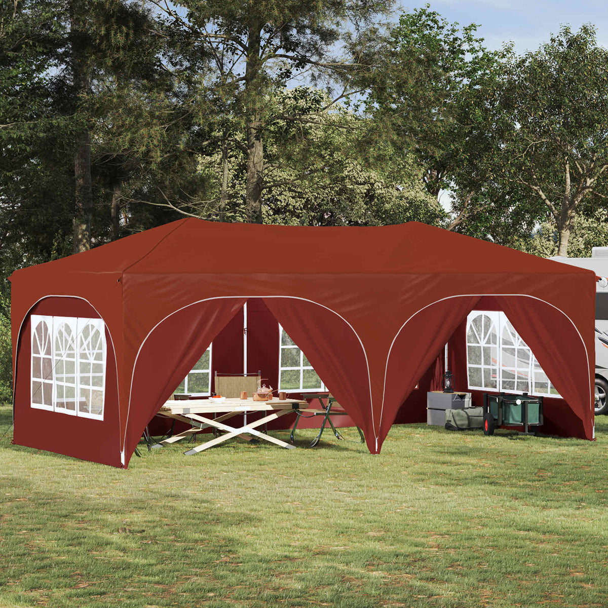 vidaXL Pop-up Party Tent 574 x 289 x 245 cm Oxford Fabric with 6 Sidewalls
