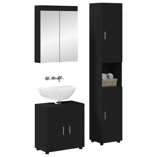 vidaXL Bathroom Furniture Set TULUM 3 pcs Black 60 x 34 x 63 cm 2