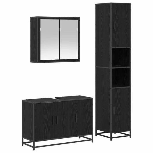 Bathroom Furniture Set 3 pcs 90 x 33 x 60 cm Black oak