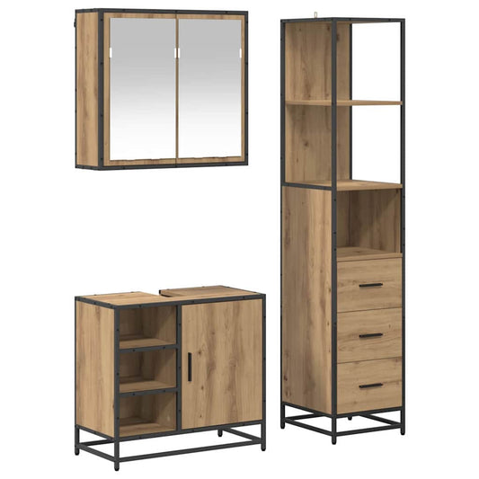 Bathroom Furniture Set 3 pcs Engineered Wood Artisan oak