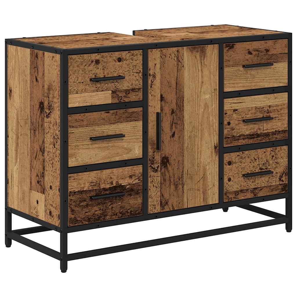 vidaXL Bathroom Furniture Set 3 pcs Old Wood Engineered Wood 6