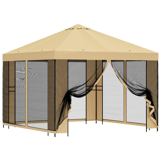 vidaXL Garden Gazebo with Sidewalls 3 x 3 m Cream Polyester and Steel 2
