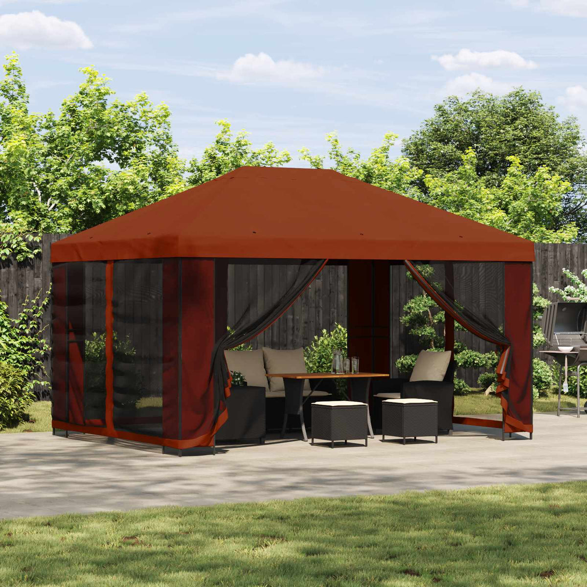 vidaXL Garden Gazebo with Sidewalls 4 x 3 m Polyester and Steel with 4 Sidewalls