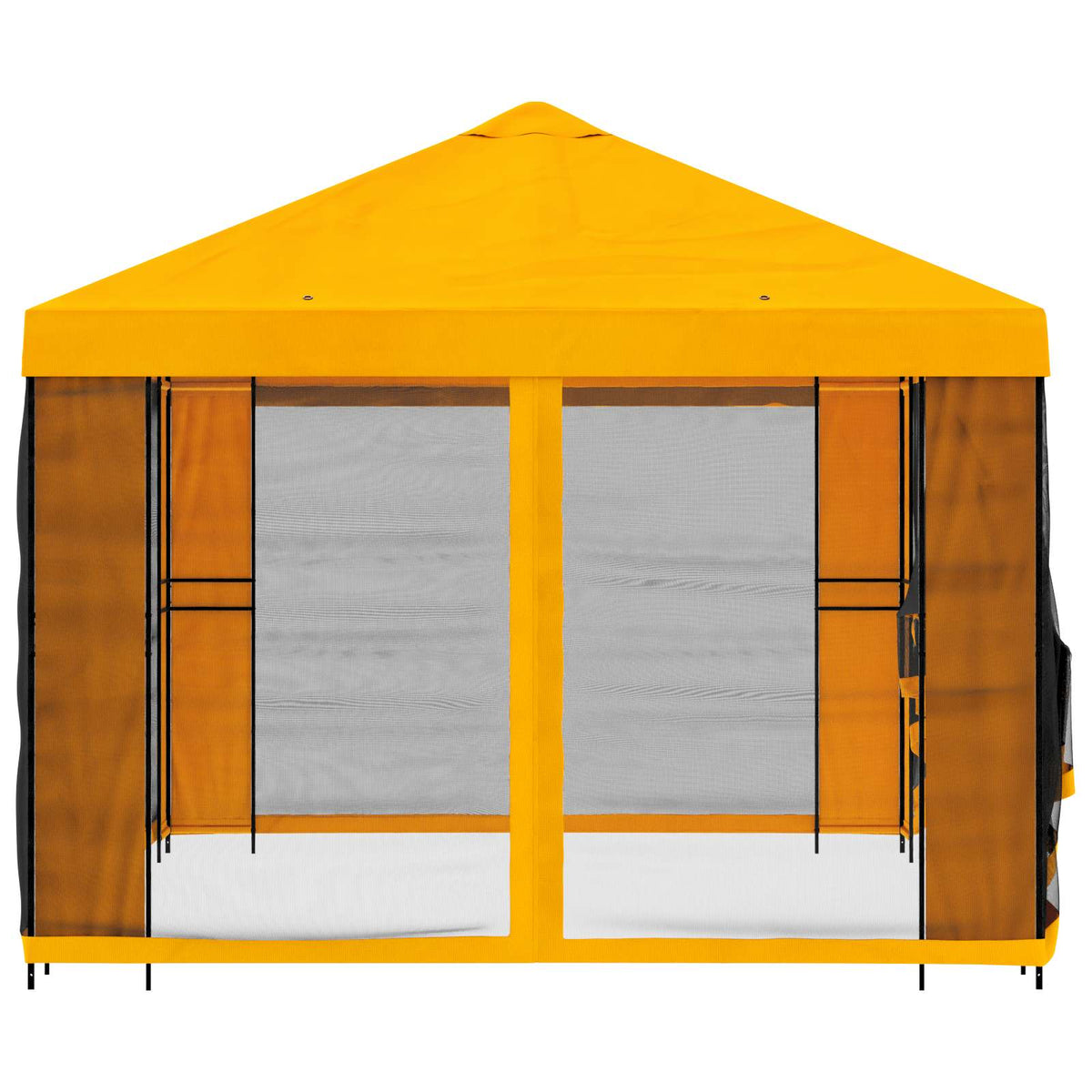 vidaXL Garden Gazebo with Sidewalls 4 x 3 m Yellow Polyester and Steel 6