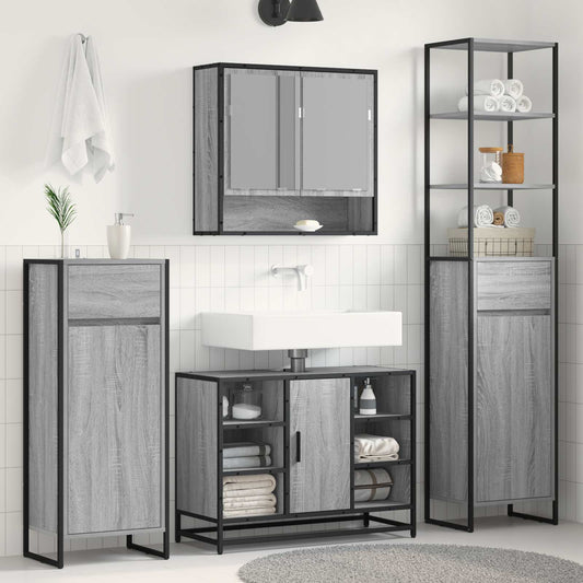 Bathroom Cabinet 40 x 30 x 100 cm Engineered Wood Grey sonoma