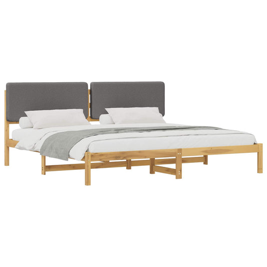 Bed Frame with Upholstered Headboard Length 200 cm Whitewash and Light Grey 200 cm