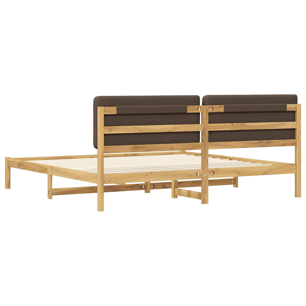 Bed Frame with Upholstered Headboard Length 200 cm Whitewash and Taupe 180 cm