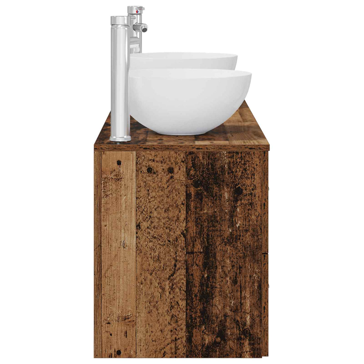 vidaXL Bathroom Cabinet Set 3 pcs Old Wood 129 x 35 x 80 cm 6