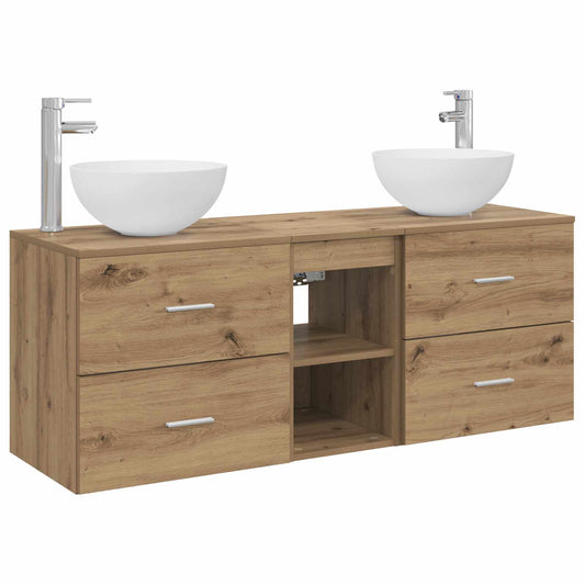 Bathroom Cabinet Set 3 pcs 129 x 41 x 80 cm Artisan oak