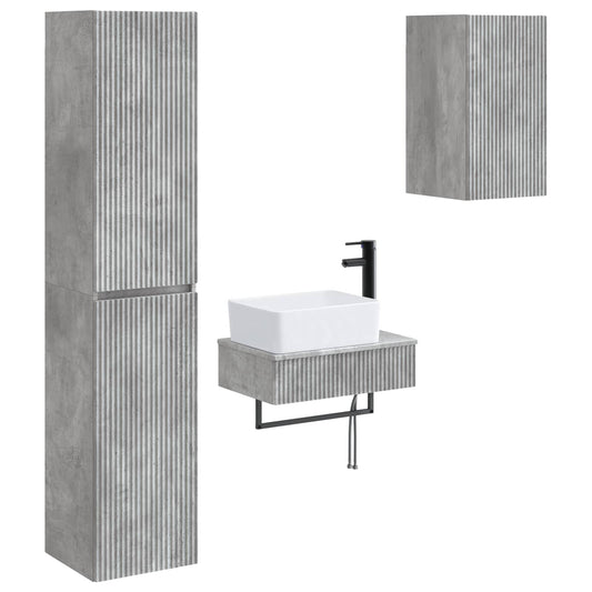 Bathroom Cabinet Set 3 pcs 33 x 34.5 x 160 cm Concrete grey