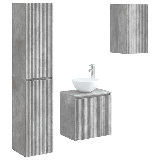 Bathroom Cabinet Set 3 pcs 33 x 34.5 x 160 cm Concrete grey