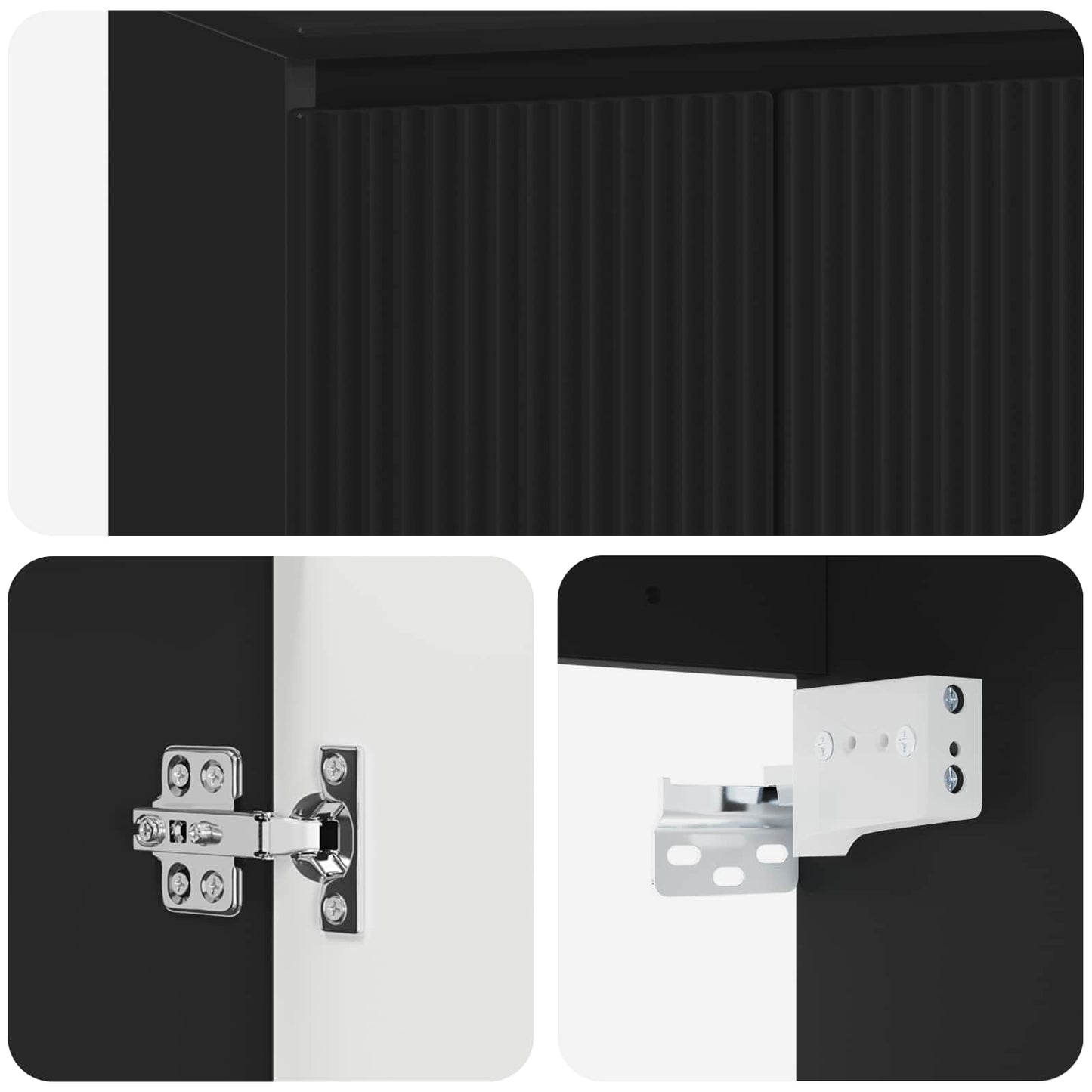 vidaXL Wall-Mounted Sink Vanity Black 49.5 x 44.5 x 65 cm 6