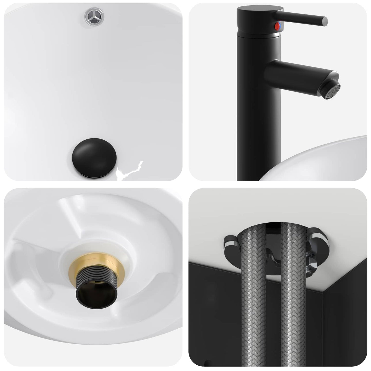vidaXL Wall-mounted Sink Vanity Black 49 x 44.5 x 66.5 cm 6