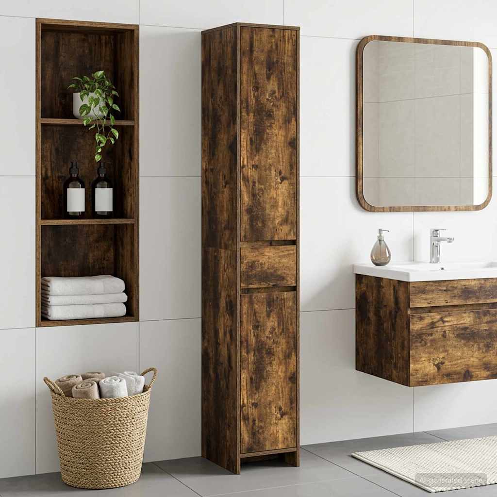Bathroom Cabinet 30 x 33 x 190 cm Engineered Wood Smoked oak