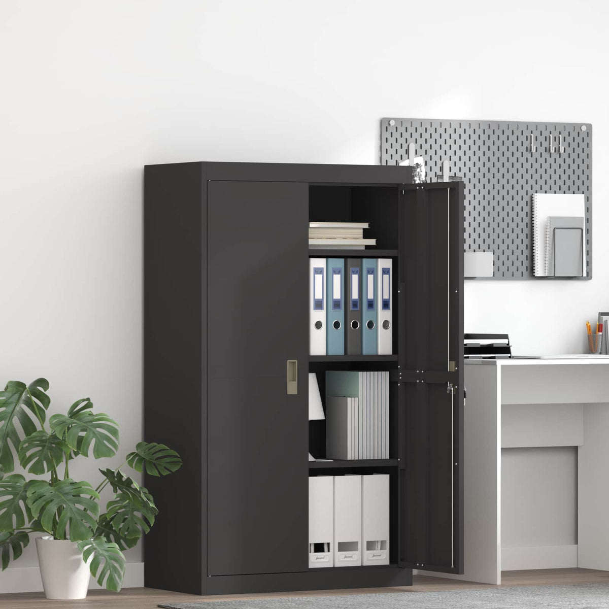 vidaXL Storage Cabinet Steel Width 80 cm Black