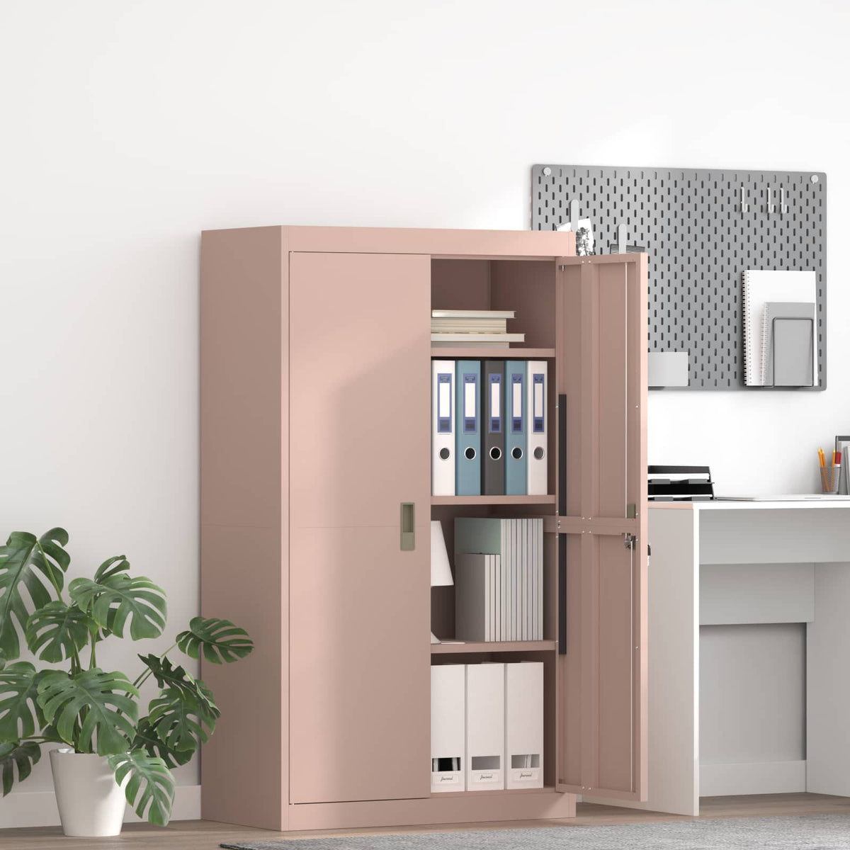 vidaXL Storage Cabinet Steel Width 80 cm Pink