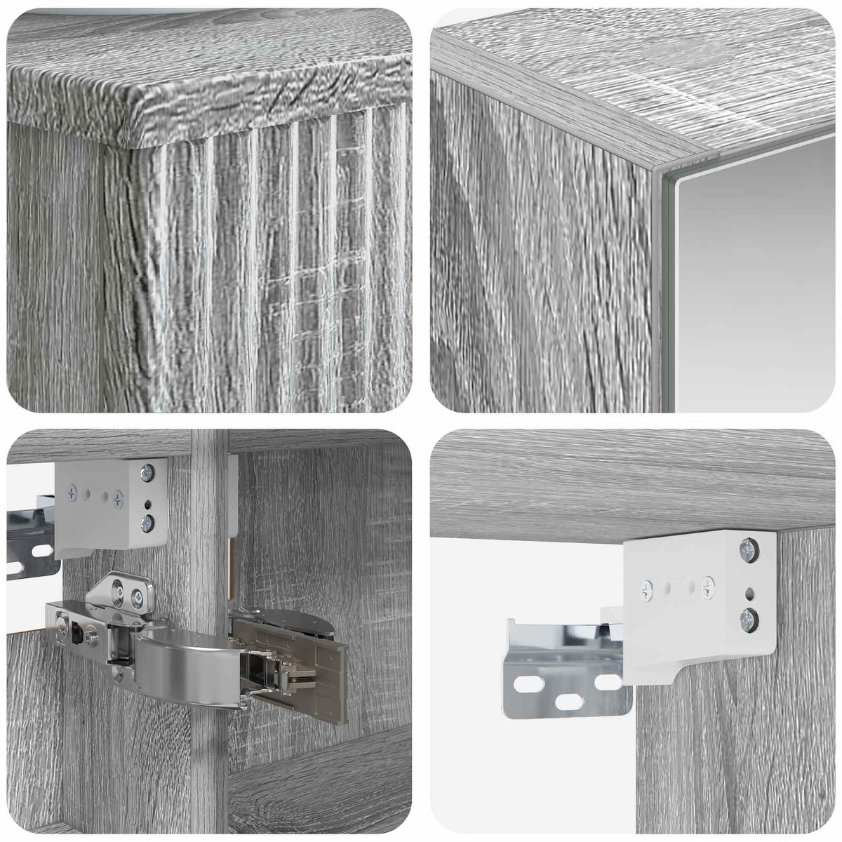 vidaXL Bathroom Cabinet Set 4 pcs Grey Sonoma Engineered Wood 6