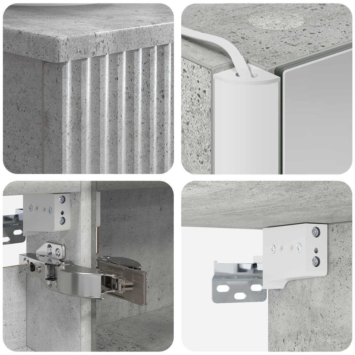 vidaXL Bathroom Cabinet Set 4 pcs Concrete Grey Engineered Wood 6