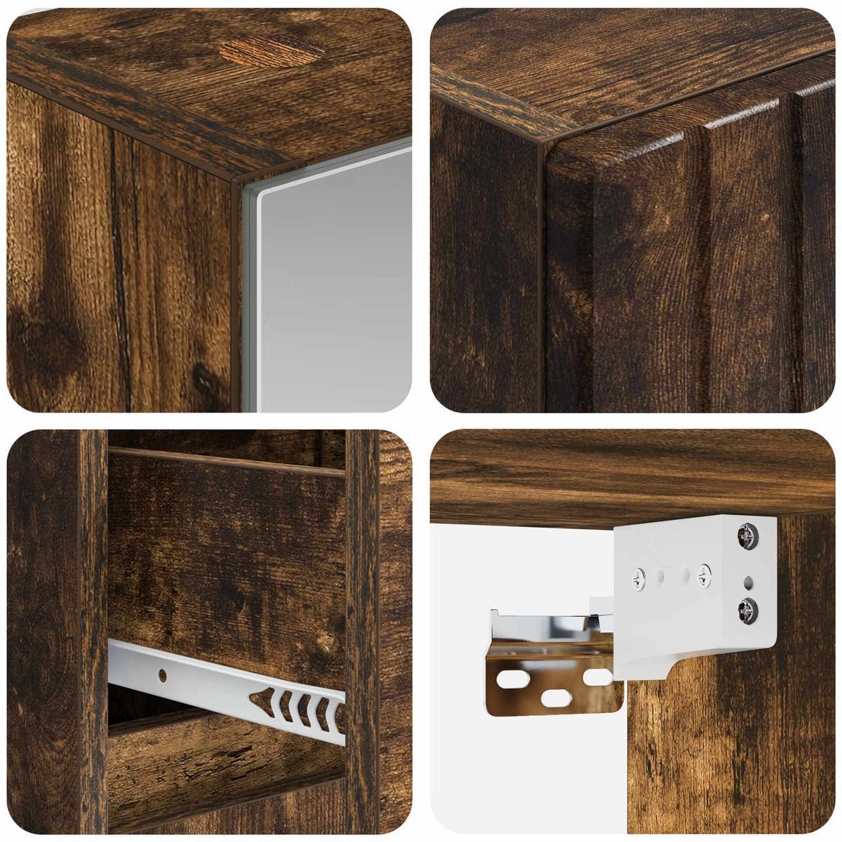 vidaXL Bathroom Furniture Set 4 pcs Smoked Oak 6