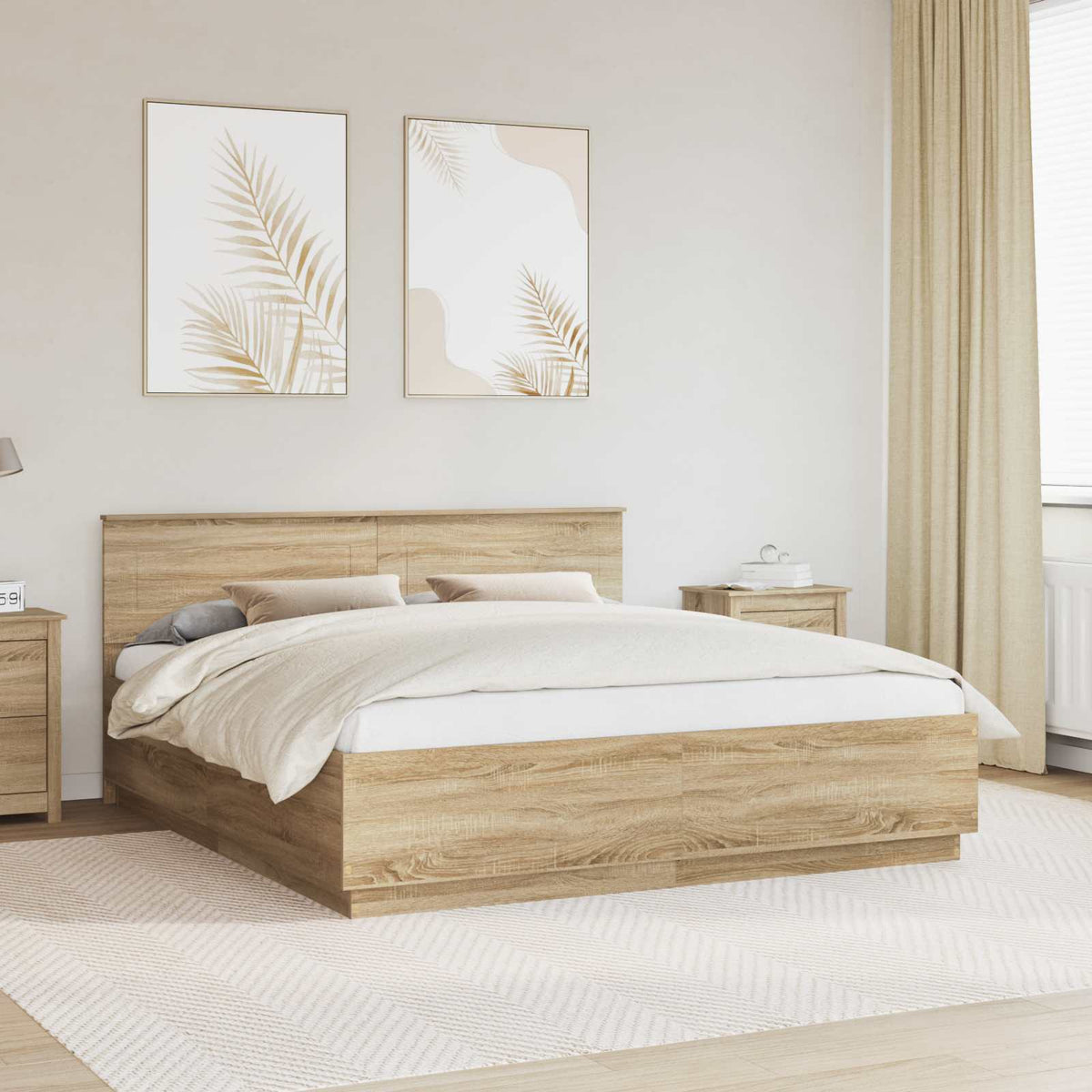 Bed Frame Engineered Wood Length 200 cm Sonoma Oak 200 cm