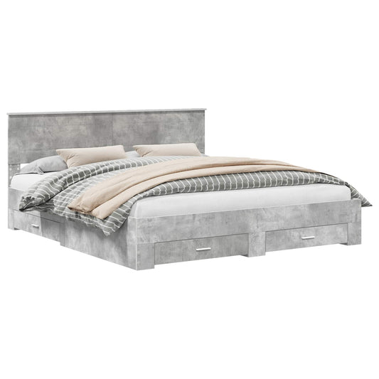 vidaXL Bed Frame Concrete Grey 180 x 200 cm Engineered Wood 2
