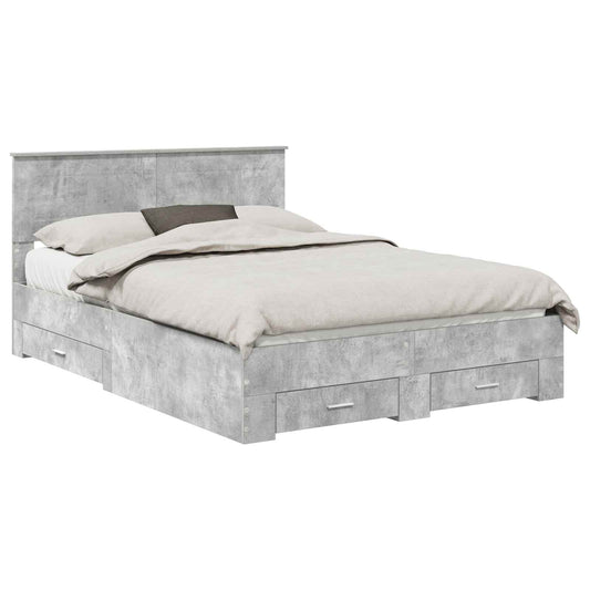 vidaXL Bed Frame Concrete Grey 150 x 200 cm Engineered Wood 2