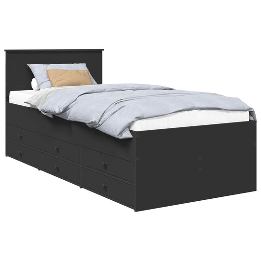 vidaXL Daybed with Drawer Manual Black 75 x 190 cm Engineered Wood 2