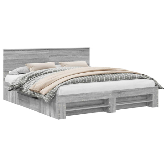 vidaXL Bed Frame Grey Sonoma 180 x 200 cm Engineered Wood 2