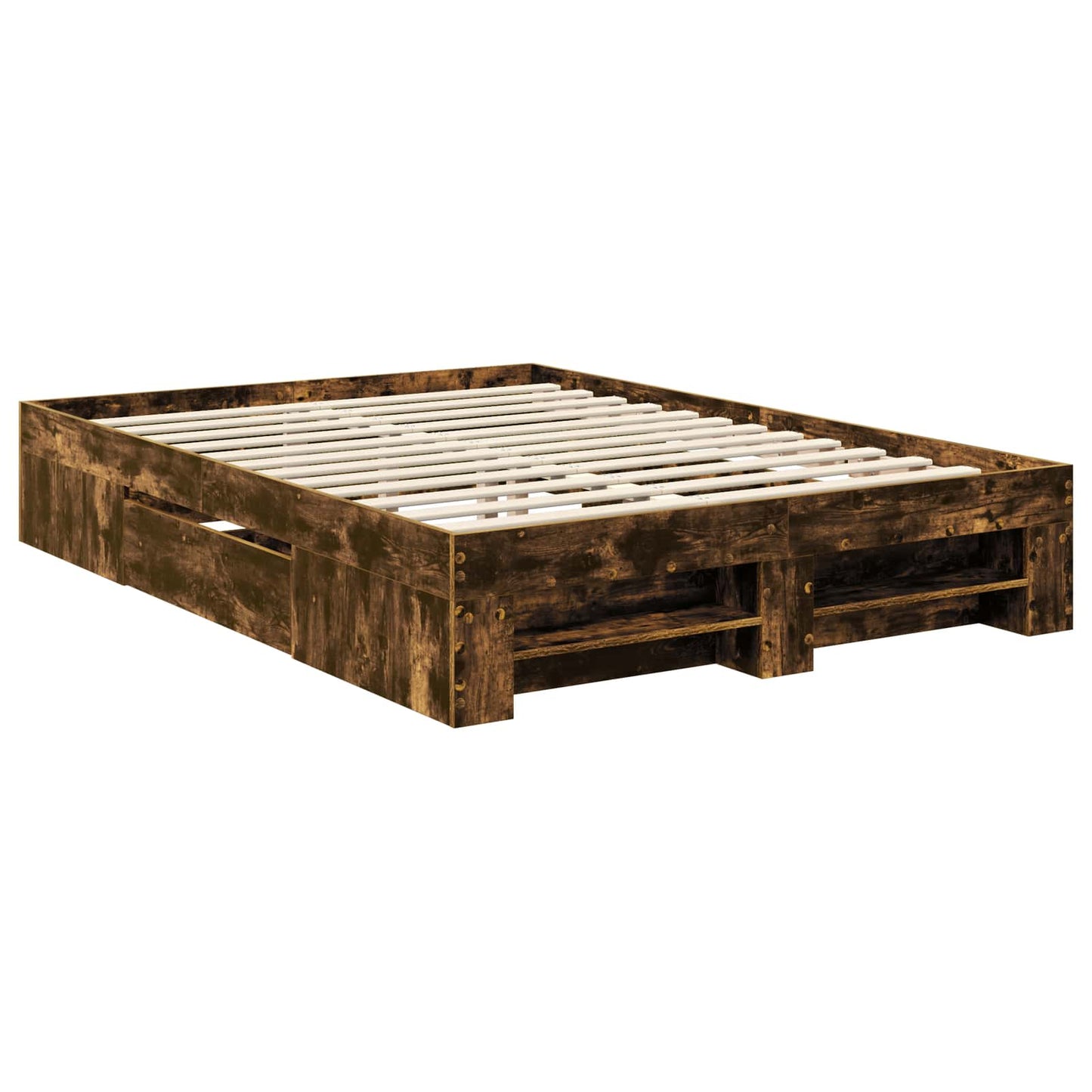 vidaXL Bed Frame Smoked Oak 140 x 200 cm Engineered Wood 6