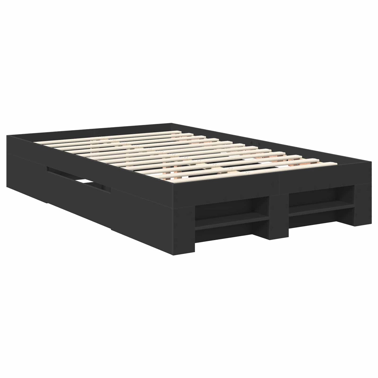 vidaXL Bed Frame with Headboard Black 137 x 203 cm Engineered Wood 6