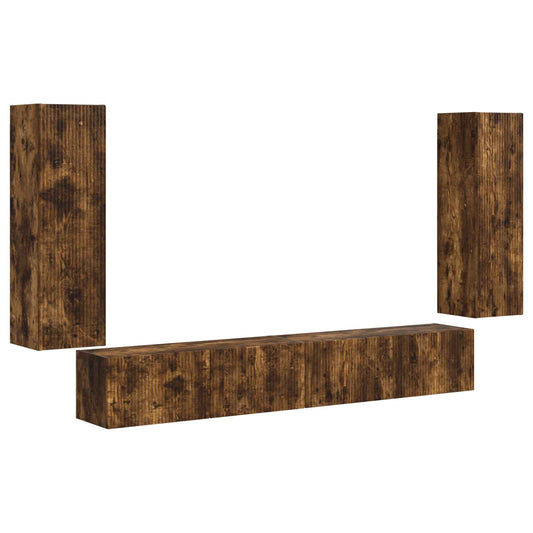 vidaXL TV Wall Cabinet Set 4 pcs Smoked Oak Engineered Wood 2