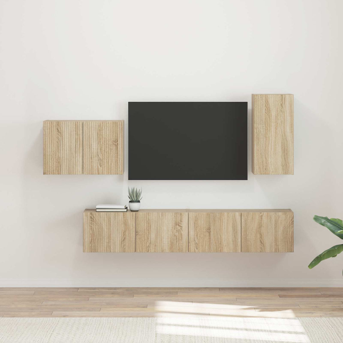 TV Wall Cabinet Set 4 pcs Engineered Wood Sonoma oak