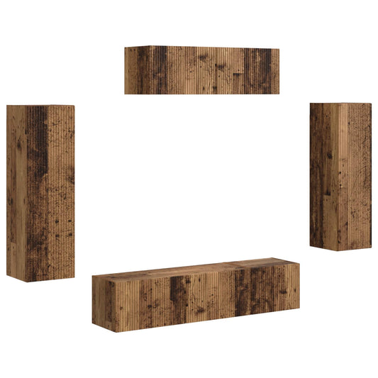 vidaXL TV Cabinet 5 pcs Old Wood 2