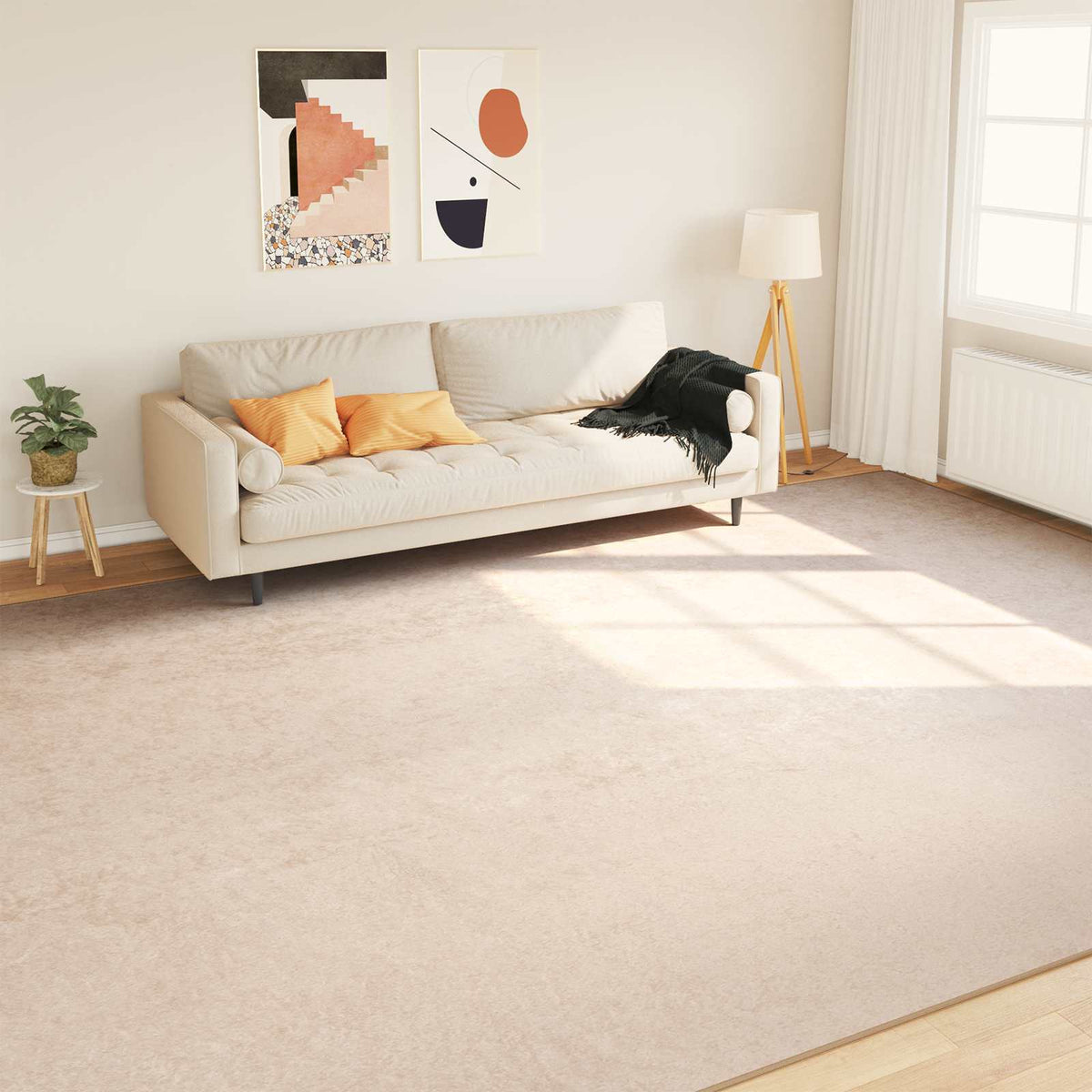 Rug Runner MARSA Polyester and PVC Cream 100 x 300 cm – 300 x 400 cm 300 x 400 cm