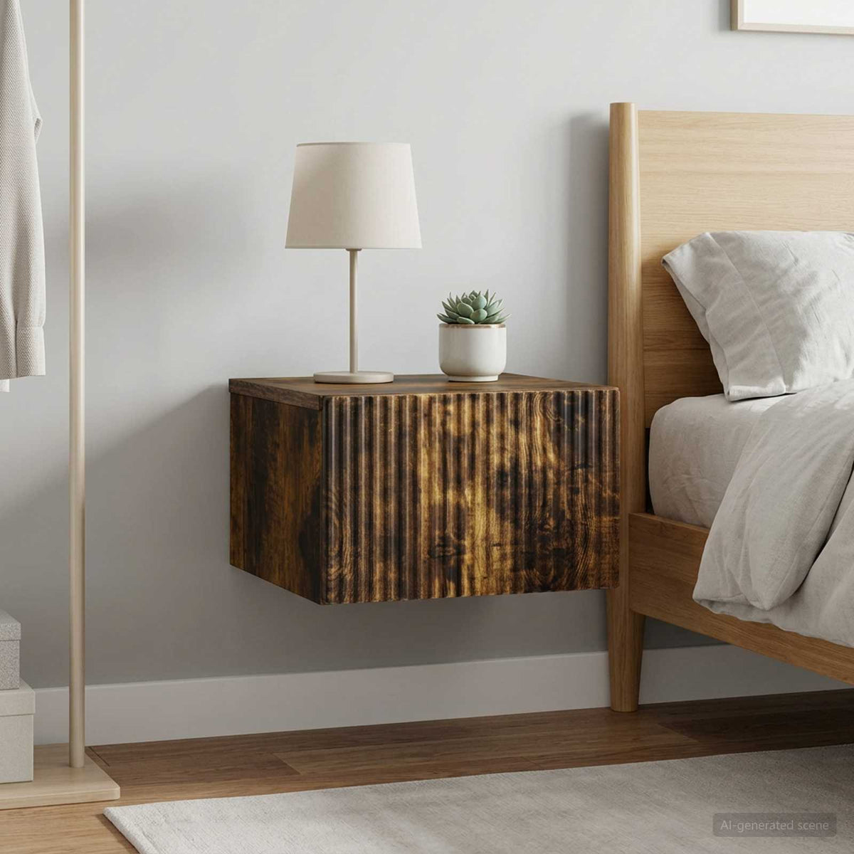 Wall-Mounted Bedside Cabinet 33 x 34.5 x 20 cm Smoked oak