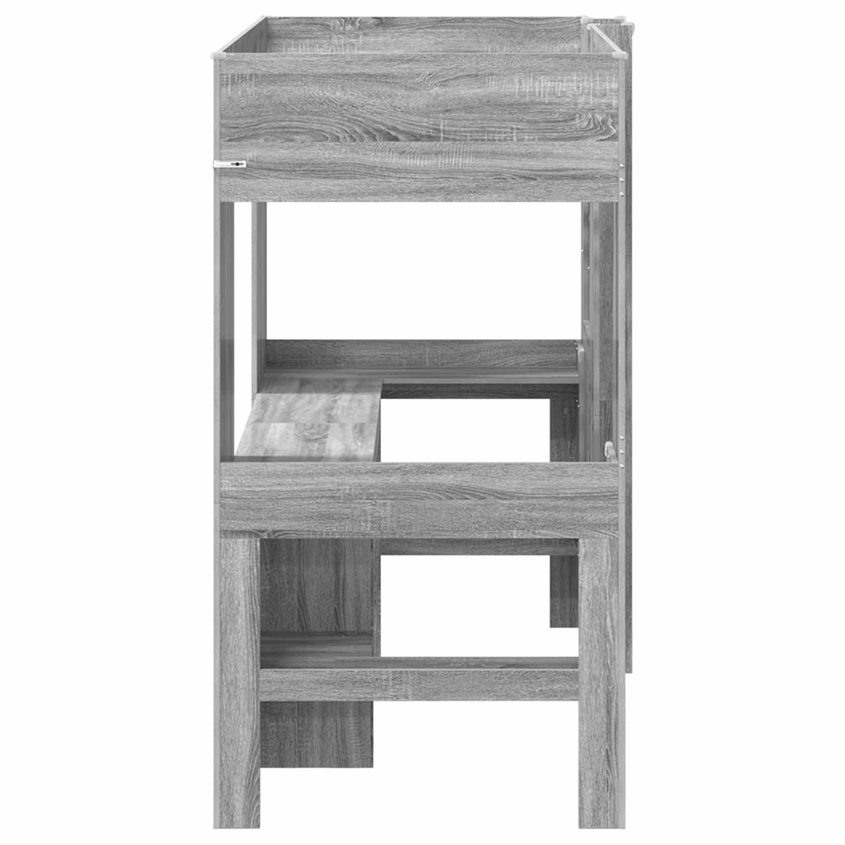 vidaXL Loft Bed Frame with Desk with Shelf Grey Sonoma 90 x 200 cm 6