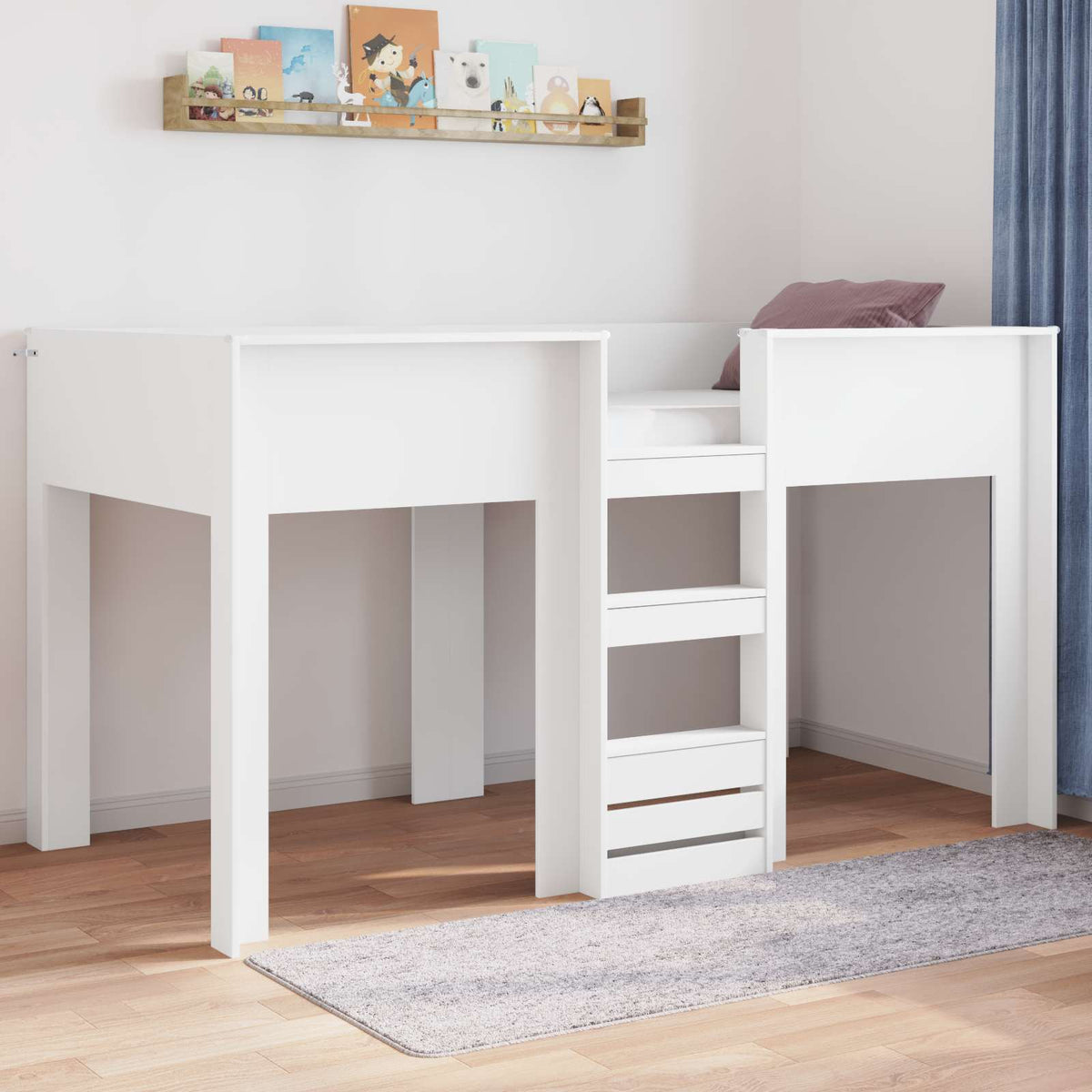 Bunk Bed for Kids 90 x 200 cm Engineered wood White