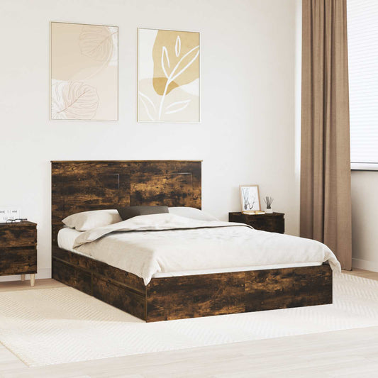 Storage Bed Engineered Wood Length 200 cm Smoked Oak 160 cm